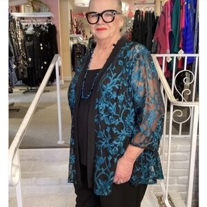 Alex Evenings  Embroidered Twinset with Jacket